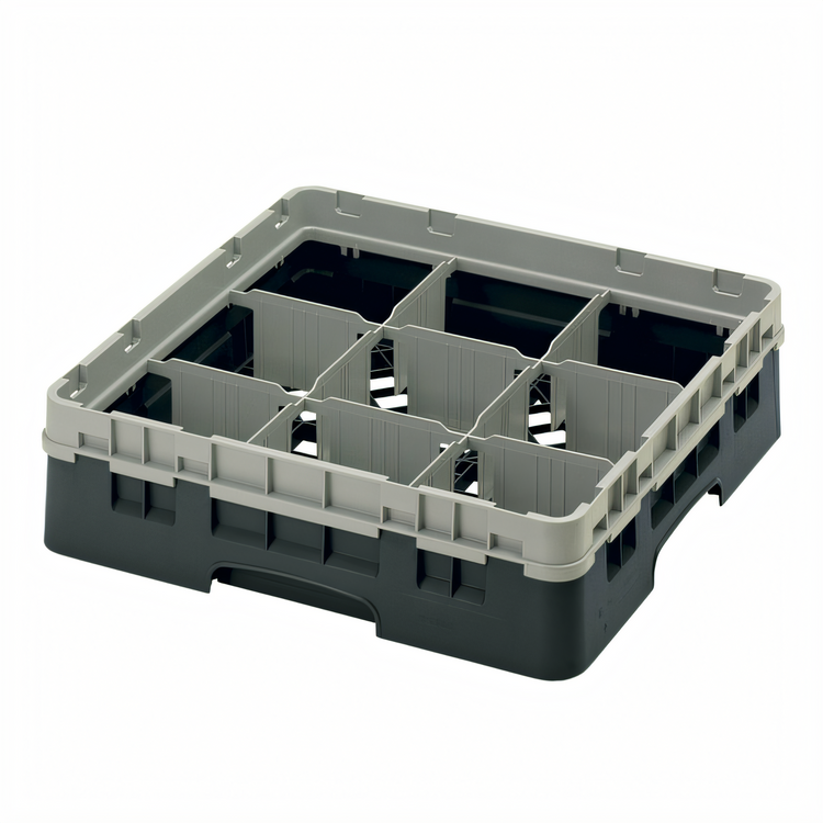 Product image #2 for Cambro Camrack Full Size 9-Compartment Glass Rack, Black
