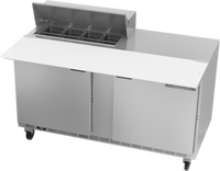 Beverage-Air SPE60HC-08C 60-Inch Two-Section Sandwich Prep Table Refrigerated Counter with 8-Pan Top