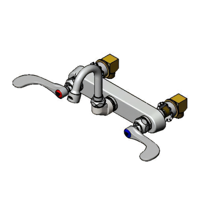 Product image #1 for T&S Brass B-1125-XS-HM Wall-Mount Workboard Faucet with Small Gooseneck Spout and 1.5 GPM Laminar Aerator
