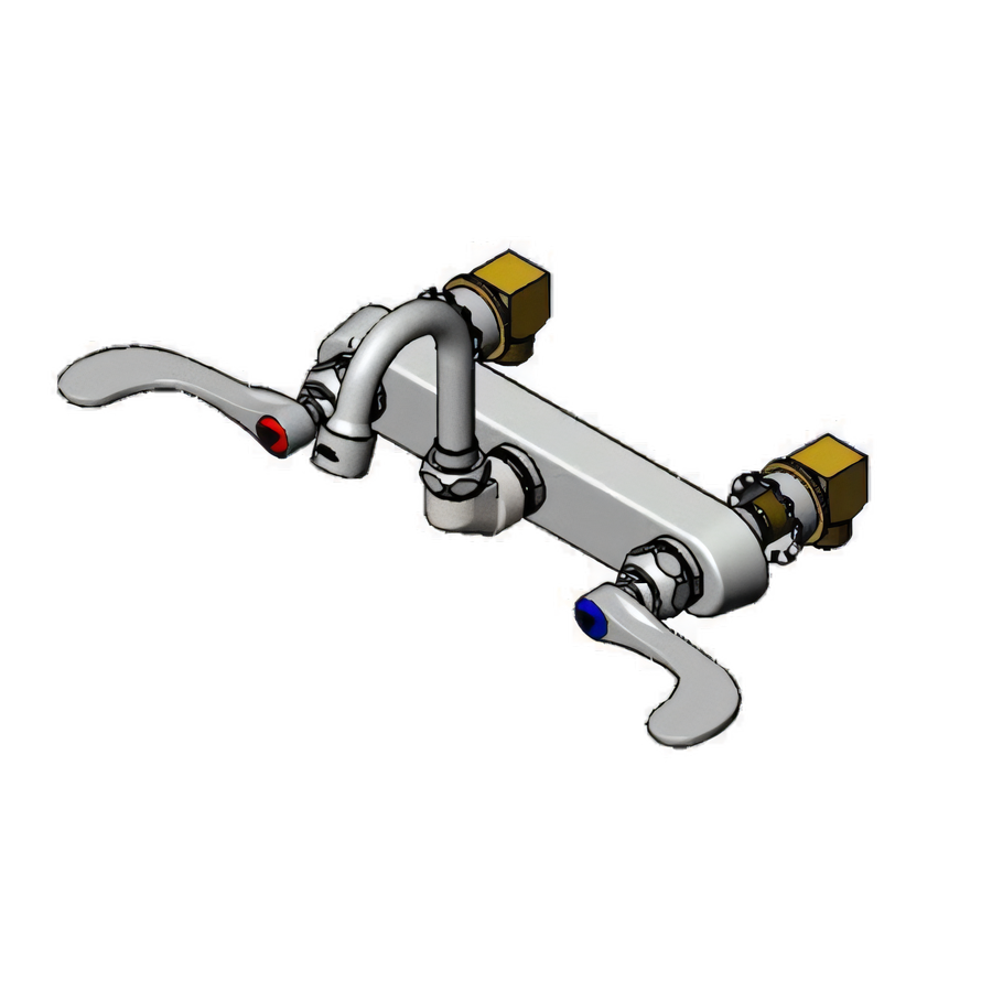 Product image #1 for T&S Brass B-1125-XS-HM Wall-Mount Workboard Faucet with Small Gooseneck Spout and 1.5 GPM Laminar Aerator
