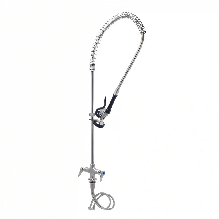 Product image #2 for T&S Brass Single-Hole Deck-Mount Mixing Faucet with 24-Inch Riser, 44-Inch Hose, and Spray Valve