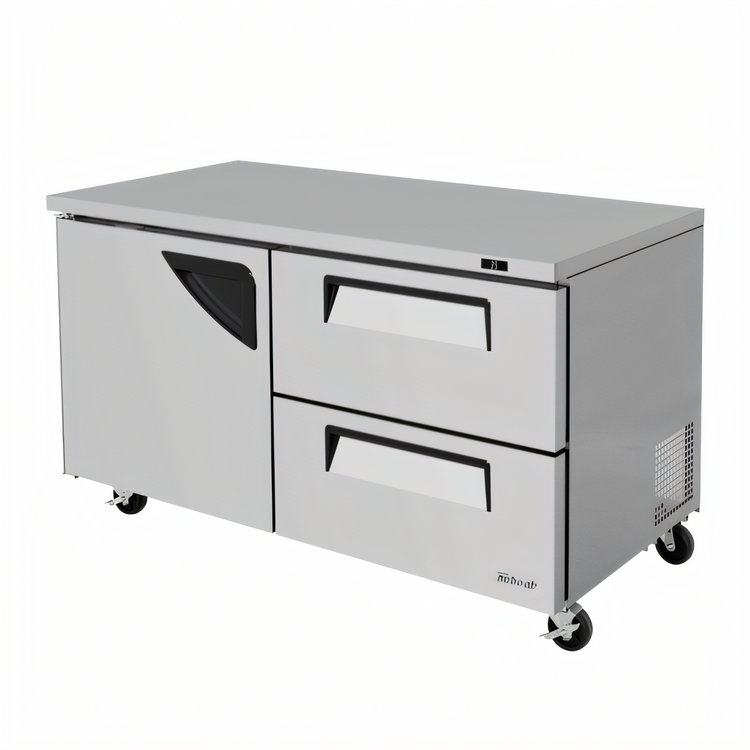Product image #1 for Turbo Air Super Deluxe 60-Inch Two-Section Undercounter Refrigerator with 1 Solid Door and 2 Drawers