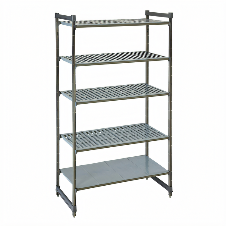 Product image #1 for Cambro Camshelving Basics Plus 5-Tier Stationary Polymer Shelving Starter Unit, 21 x 36 x 84 Inches, Brushed Graphite