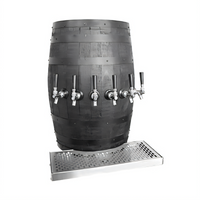 Glastender Wood Barrel Wall-Mount Glycol-Cooled Draft Dispensing Tower with 6 Stainless Steel Faucets
