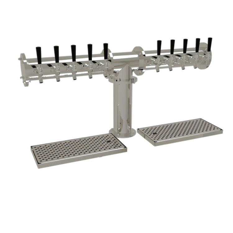 Product image #1 for Glastender Pipe Tee Countertop Draft Dispensing Tower, 10 Faucets, Air-Cooled, Stainless Steel, Mirror Finish
