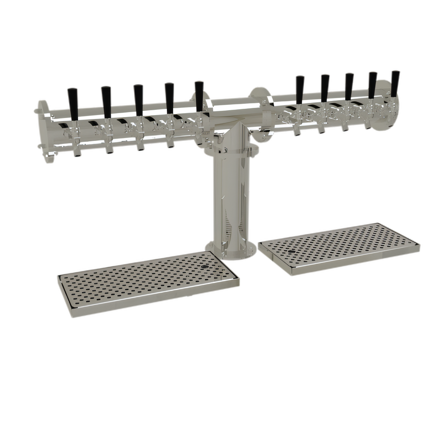 Product image #1 for Glastender Pipe Tee Countertop Draft Dispensing Tower, 10 Faucets, Air-Cooled, Stainless Steel, Mirror Finish