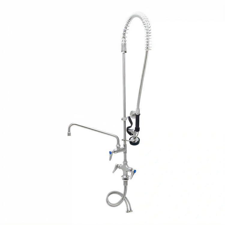 Product image #2 for T&S Brass Single Hole Deck Mount Mixing Faucet with 12-Inch Swing Nozzle, Spray Valve, and Overhead Spring