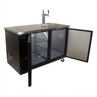 BK Resources 60-Inch Two-Door Kegerator Beer Dispenser with 1 Tower and 2 Double-Head Taps
