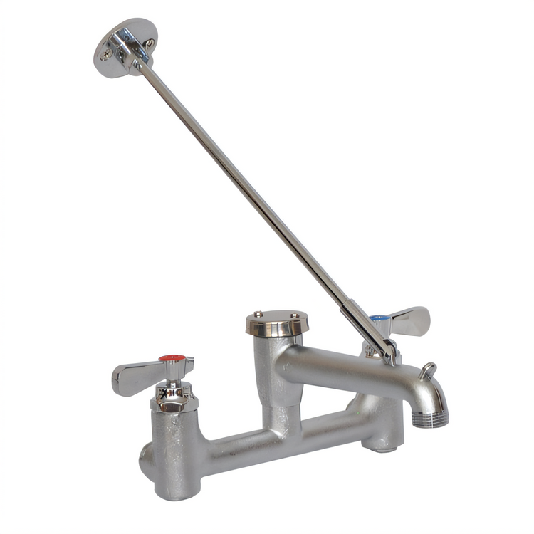 Product image #1 for BK Resources WorkForce Splash-Mounted Mop Sink Service Faucet with Vacuum Breaker, Bucket Holder and Wall Bracket
