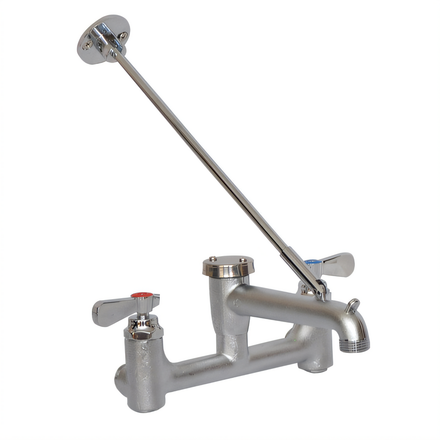 Product image #1 for BK Resources WorkForce Splash-Mounted Mop Sink Service Faucet with Vacuum Breaker, Bucket Holder and Wall Bracket