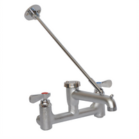 BK Resources WorkForce Splash-Mounted Mop Sink Service Faucet with Vacuum Breaker, Bucket Holder and Wall Bracket
