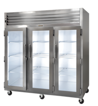 Dealer's Choice G Series 3-Section LED Glass Door Merchandiser Reach-In Freezer, Left/Left/Right Hinged, Self-Contained Top-Mounted, 70.67 Cu. Ft.