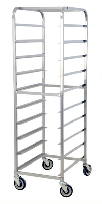 10-Slide Stainless Steel Pan Rack with 6-Inch Centers and 5-Inch Casters
