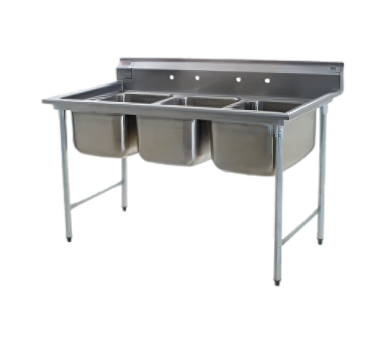 Product image #1 for Eagle Group 414 Series Three-Compartment Coved Corner Sink, 24 x 24 x 13-1/2 in Bowls, No Drainboards