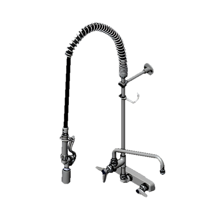 Product image #1 for T&S Brass EasyInstall Workboard Pre-Rinse Add-On Faucet with 12-Inch Swing Nozzle, 8-Inch Adjustable Centers, Wall Mount