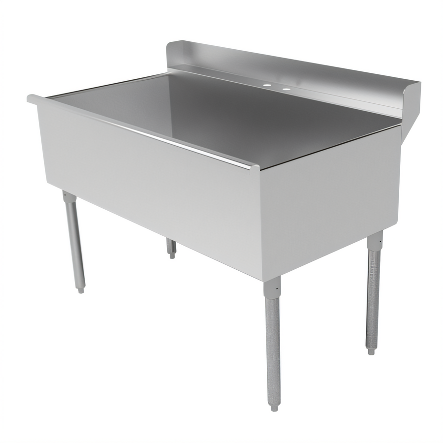 Product image #1 for Advance Tabco Square Corner Single-Compartment Scullery Sink, 48 x 24 Inch Bowl, 4-1/2 Inch Rear Deck, 430 Stainless Steel