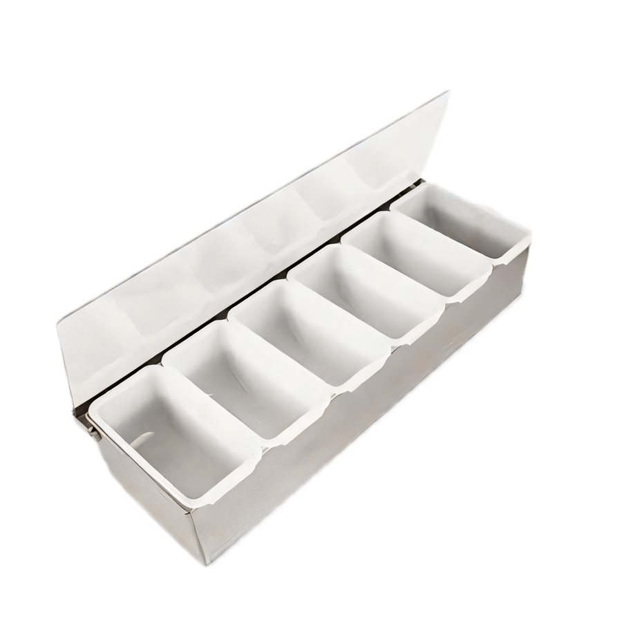 Product image #1 for Crestware 6-Compartment Clear Box Condiment Dispenser with Inserts