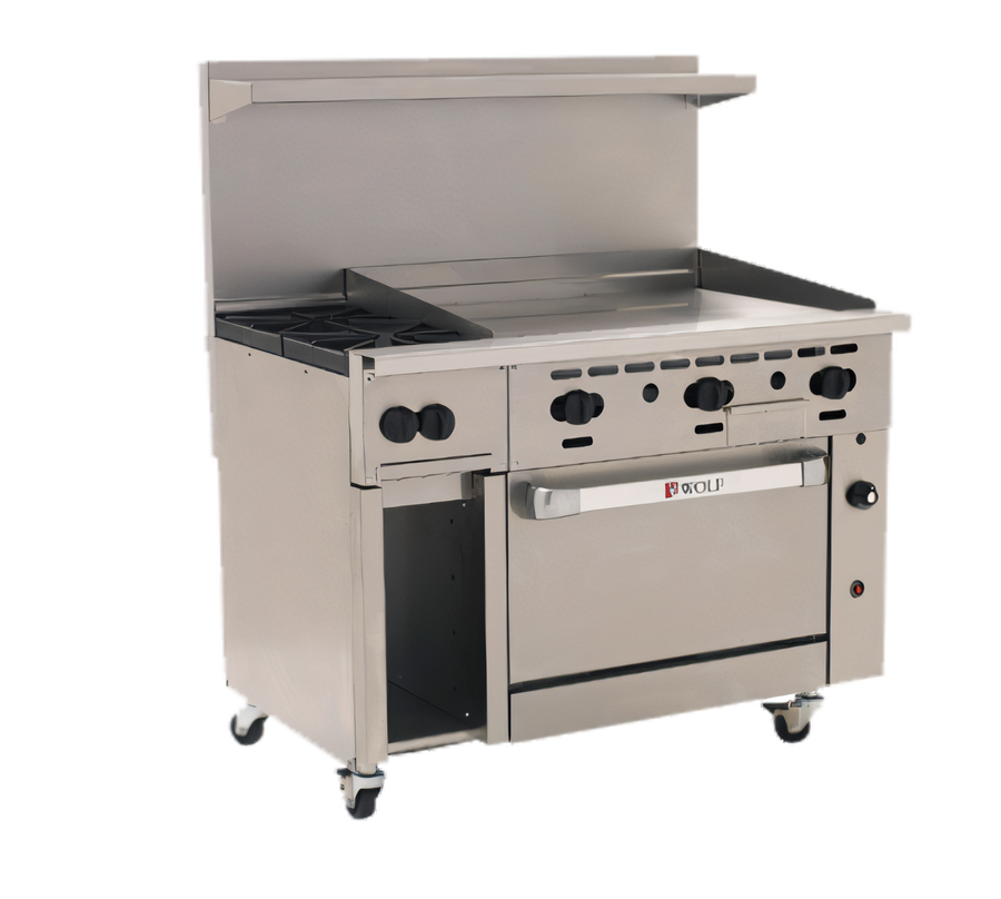 Product image #1 for Wolf Challenger XL 48-Inch Gas Restaurant Range with 2 Open Burners, 36-Inch Griddle, and Standard Oven