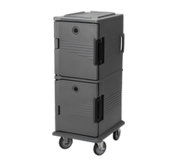 Cambro Ultra Camcart® Double-Compartment Front-Loading Insulated Food Pan Carrier with Security Package, Granite Gray