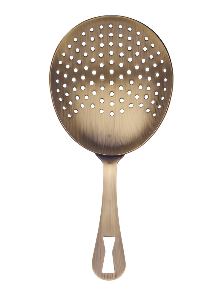 Product image #1 for Barfly 6-1/2 Inch Antique Gold-Plated Julep Strainer with Welded Handle