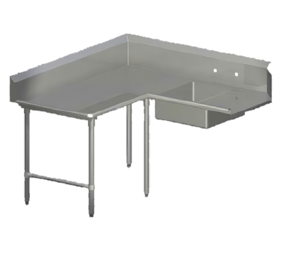 Product image #1 for John Boos Pro-Bowl L-Shaped Soiled Corner Dish Table, 60" Machine-to-Corner x 120" Corner-to-End, with 20" x 20" Sink Bowl