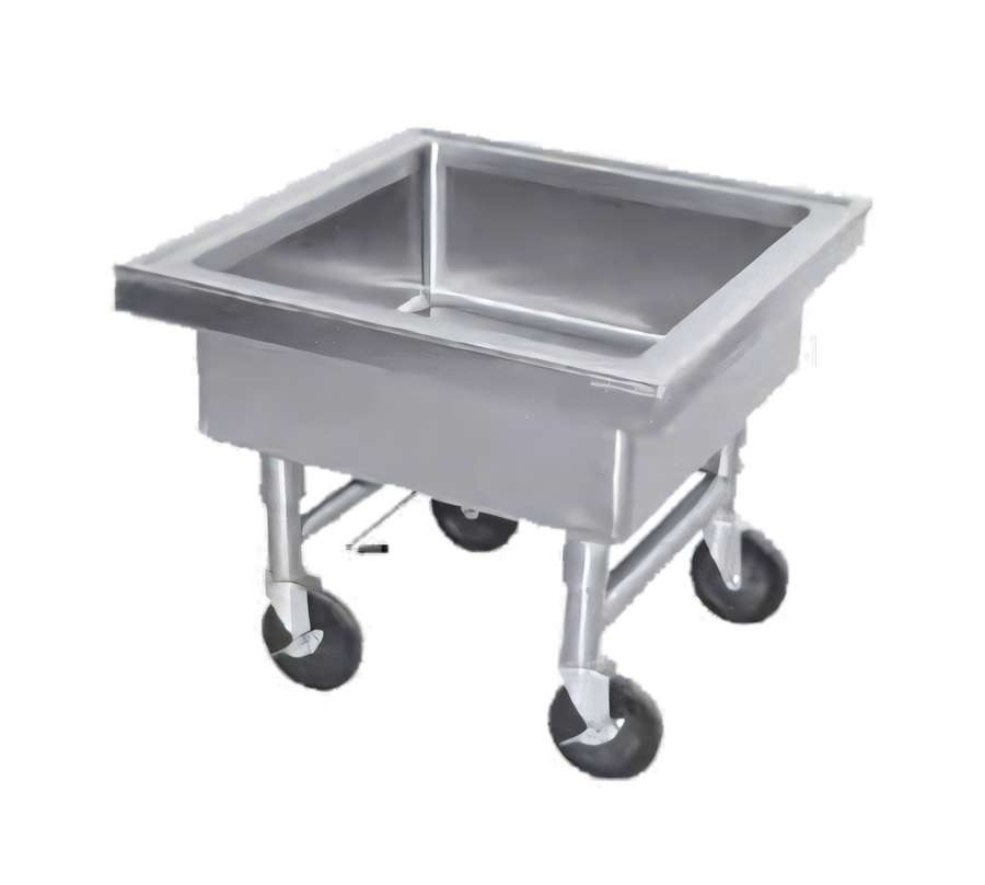Product image #1 for Portable Stainless Steel Flatware Soak Sink with Casters, 22 x 22 x 8 Inch Bowl