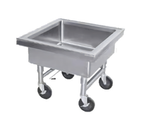 Portable Stainless Steel Flatware Soak Sink with Casters, 22 x 22 x 8 Inch Bowl
