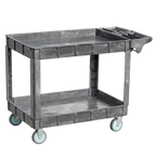Thumbnail image #1 for Omcan USA 48879 2-Shelf Polypropylene Utility Bus Cart with Extended Handle, Gray, 551.2 lb Capacity