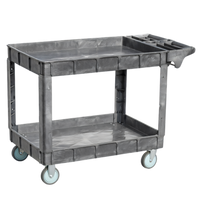 Omcan Heavy-Duty Polypropylene 2-Shelf Utility Bus Cart with Extended Handle, Gray