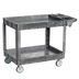Thumbnail image #1 for Omcan Heavy-Duty Polypropylene 2-Shelf Utility Bus Cart with Extended Handle, Gray