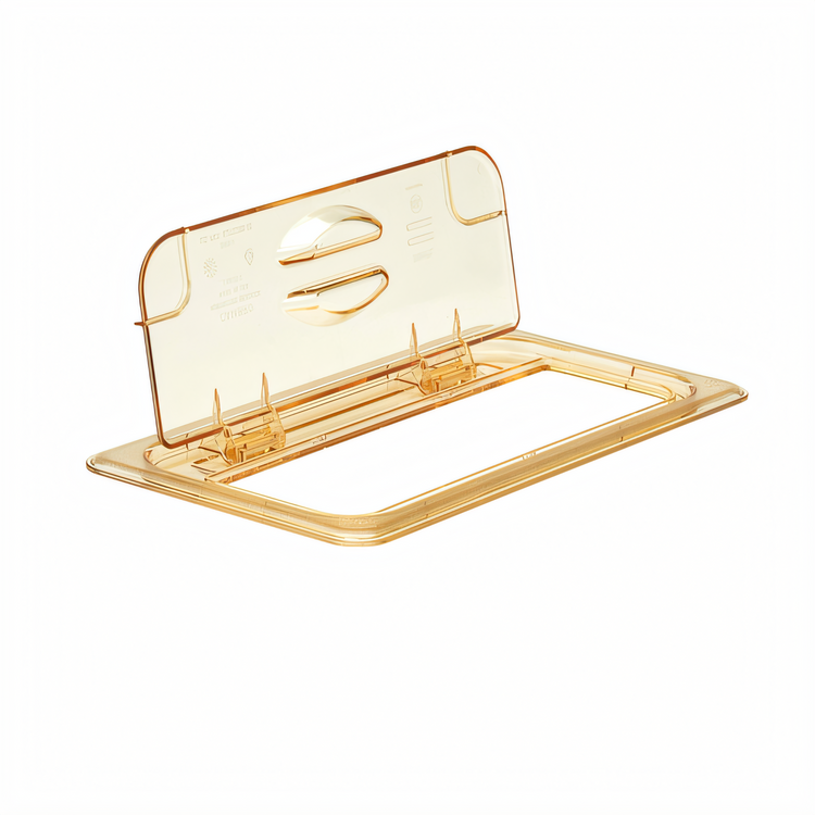 Product image #1 for Cambro High Heat 1/3 Size Amber Hinged FlipLid Food Pan Cover