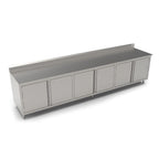 Thumbnail image #1 for John Boos 4CH6R5-30144 Enclosed Work Table, Cabinet Base with 3 Hinged Door Sets, 144 x 30 in, 16-Gauge 300 Series Top, 5 in Backsplash