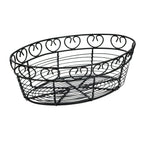 Thumbnail image #1 for Winco WBKG-10O Oval Black Wire Bread/Fruit Serving Basket, 10 x 6-1/2 x 3 Inches Case of 24