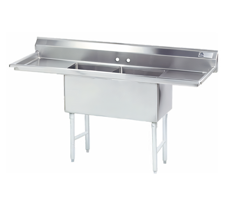 Product image #1 for Advance Tabco Special Value Series 72-Inch 2-Compartment Fabricated Sink with Left and Right Drainboards