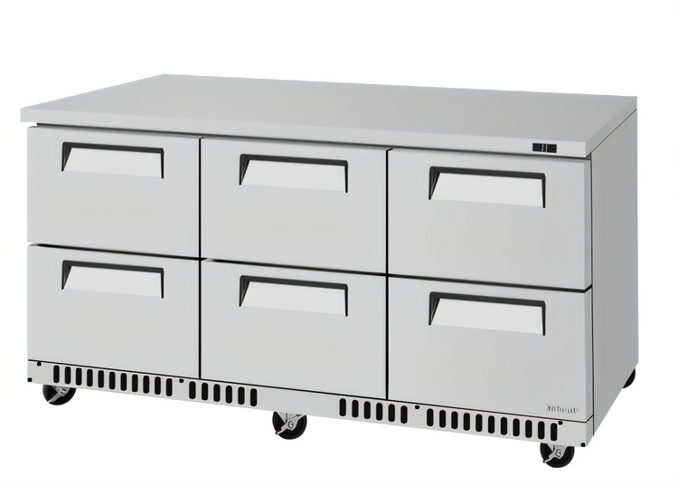 Product image #1 for Turbo Air Super Deluxe 72-5/8-Inch Three-Section Undercounter Drawer Refrigerator with 6 Drawers and Front Breathing Airflow