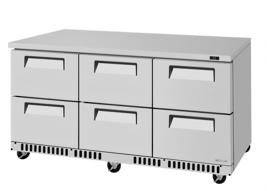 Product image #1 for Turbo Air Super Deluxe 72-5/8-Inch Three-Section Undercounter Drawer Refrigerator with 6 Drawers and Front Breathing Airflow