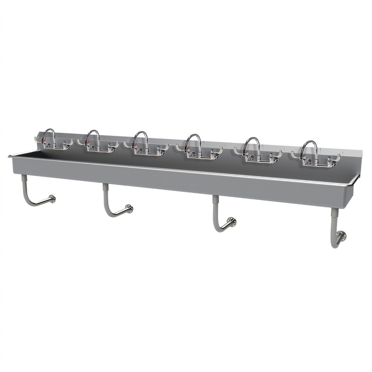 Product image #1 for Advance Tabco 120-Inch Six-Station Wall-Mounted Multiwash Hand Wash Sink with 6 Faucets