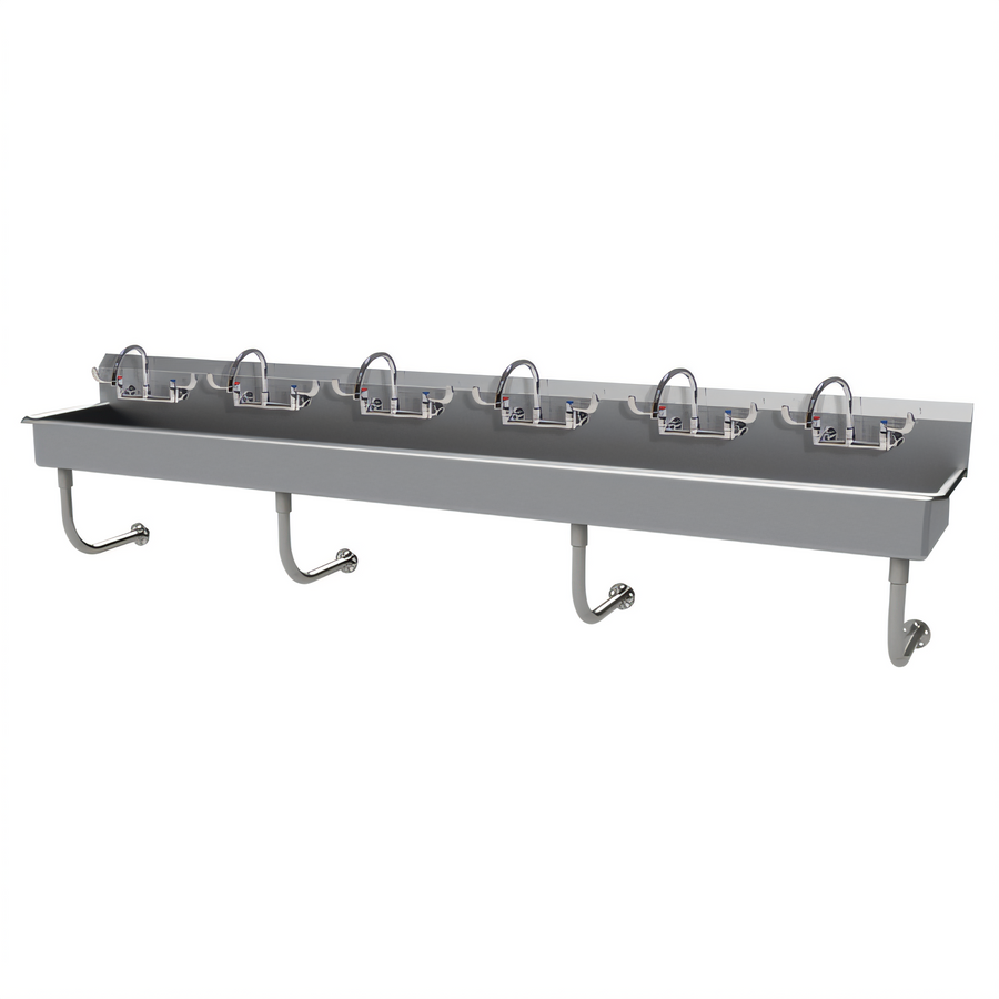 Product image #1 for Advance Tabco 120-Inch Six-Station Wall-Mounted Multiwash Hand Wash Sink with 6 Faucets