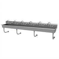 Advance Tabco 120-Inch Six-Station Wall-Mounted Multiwash Hand Wash Sink with 6 Faucets