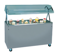 Vollrath 2-Series Affordable Portable 60-Inch Buffet Utility Station with Open Storage Base, Lights, and Cherry Woodgrain Finish
