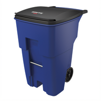 BRUTE 95 Gallon Blue Roll-Out Trash Container with Hinged Lid