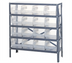 Thumbnail image #1 for Quantum Heavy-Duty Stationary Wire Shelving Unit with 5 Shelves and 16 Clear Bins, 36 x 12 x 39 Inches