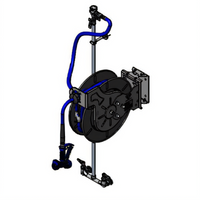 Wall-Mounted Open Stainless Steel Hose Reel System with 50-Foot Hose, 8-Inch Mixing Faucet, and Front-Trigger Water Gun