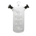 Thumbnail image #1 for American Metalcraft OVJ1 Dual-Chamber Oil & Vinegar Cruet, 12 oz Clear Hand-Blown Glass with Black Silicone Lids Case of 48