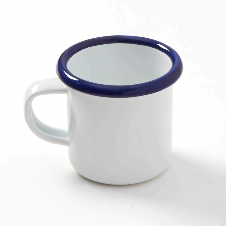 Product image #1 for 6 oz White Enamelware Mug with Blue Rim