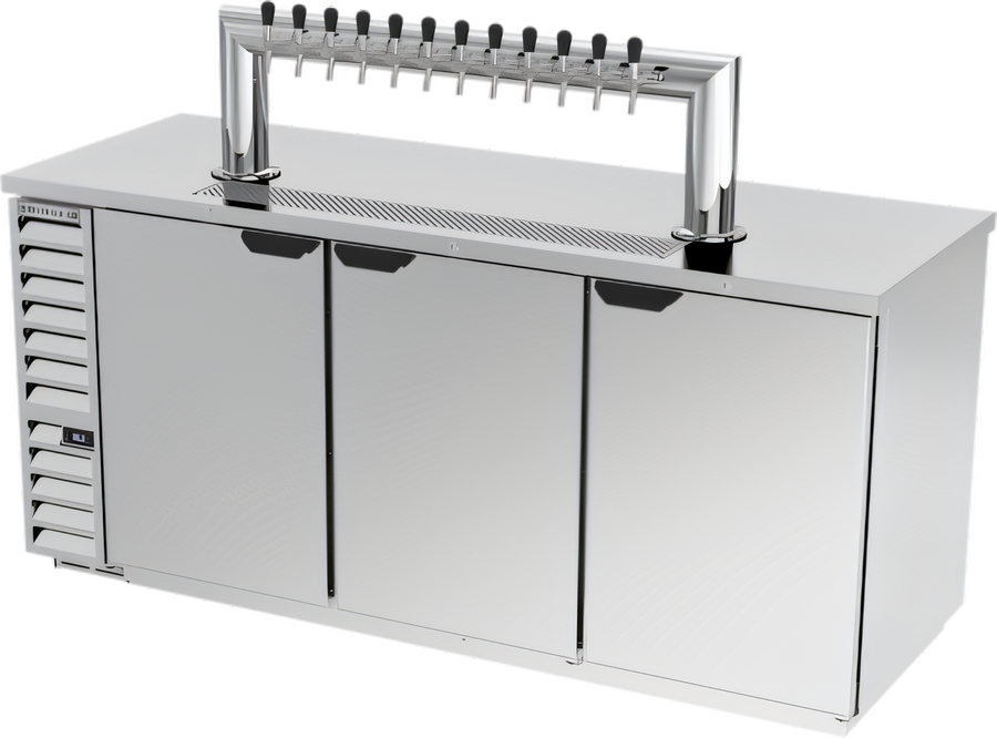 Product image #1 for Beverage-Air 78-Inch Direct Draw Beer Dispenser with 12-Tap Tower, 3 Solid Doors, and 4 Half-Keg Capacity