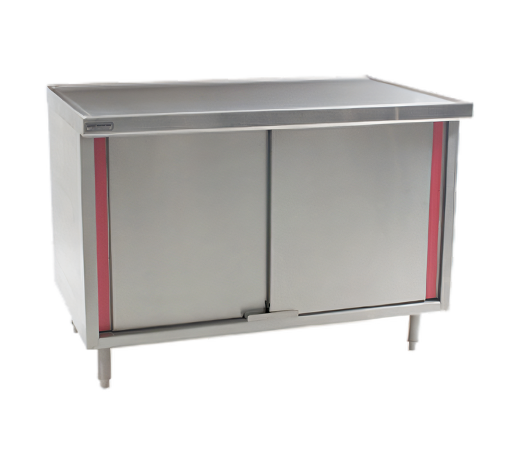 Product image #1 for Eagle Group Spec-Master 72-Inch x 30-Inch Flat-Top Stainless Steel Marine-Edge Enclosed Work Table with Sliding Doors