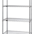 Thumbnail image #1 for Quantum WR86-2154S 4-Shelf Wire Shelving Starter Kit, 54"W x 21"D x 86"H, 304 Stainless Steel