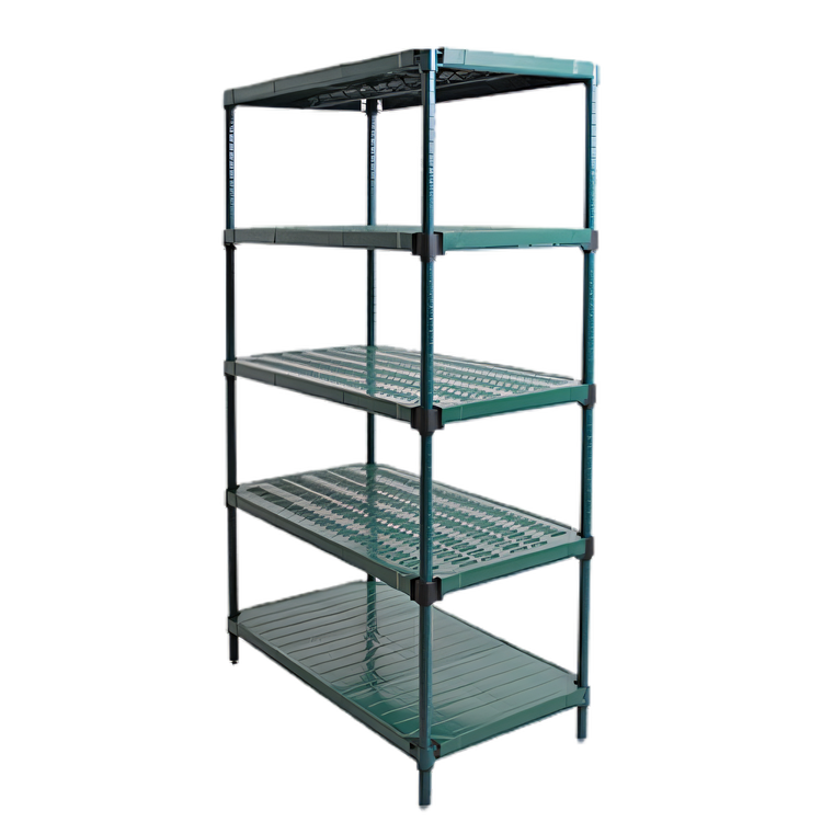 Product image #1 for QuadPlus 5-Tier Stationary Wire Shelving Starter Unit, 48W x 21D x 74H, Green Epoxy Finish