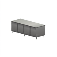 BK Resources Stainless Steel Chef Table with Enclosed Cabinet Base and Hinged Doors, 120 x 30 x 34-3/4 Inches